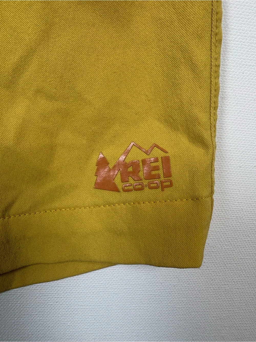 REI Kids Mustard Yellow Swim Trunks with Red Drawstring